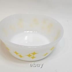 Vintage Federal Milk Glass Yellow Rare Atomic Stars Twinkle Diamonds 5 Bowl