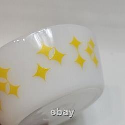 Vintage Federal Milk Glass Yellow Rare Atomic Stars Twinkle Diamonds 5 Bowl