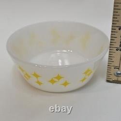 Vintage Federal Milk Glass Yellow Rare Atomic Stars Twinkle Diamonds 5 Bowl