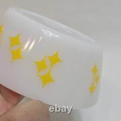 Vintage Federal Milk Glass Yellow Rare Atomic Stars Twinkle Diamonds 5 Bowl