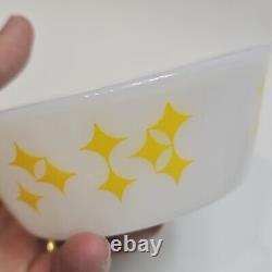 Vintage Federal Milk Glass Yellow Rare Atomic Stars Twinkle Diamonds 5 Bowl