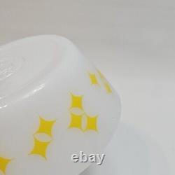 Vintage Federal Milk Glass Yellow Rare Atomic Stars Twinkle Diamonds 5 Bowl