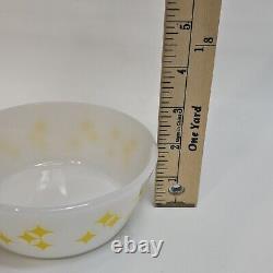 Vintage Federal Milk Glass Yellow Rare Atomic Stars Twinkle Diamonds 5 Bowl