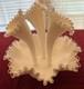 Vintage Fenton 12 3-horn Epergne Ruffled Edge Milk Glass White Silver Crest