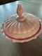 Vintage Fenton Art Glass Rosalene Pink Milk Glass Covered Candy Dish