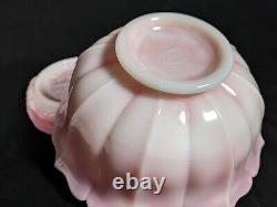 Vintage Fenton Art Glass Rosalene Pink Milk Glass Covered Candy Dish w Ogee Base