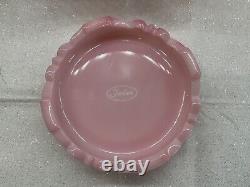 Vintage Fenton Art Glass Rosalene Pink Milk Glass Covered Candy Dish w Ogee Base