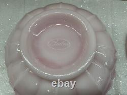 Vintage Fenton Art Glass Rosalene Pink Milk Glass Covered Candy Dish w Ogee Base