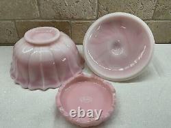 Vintage Fenton Art Glass Rosalene Pink Milk Glass Covered Candy Dish w Ogee Base