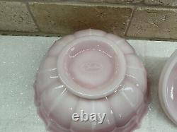 Vintage Fenton Art Glass Rosalene Pink Milk Glass Covered Candy Dish w Ogee Base