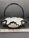 Vintage Fenton Ebony Crest Handled Basket Ruffled Hard To Find Milk Glass Black