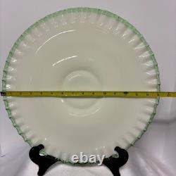 Vintage Fenton Emerald Crest Glass Footed Cake Plate 15 Ruffle Edge