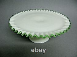 Vintage Fenton Emerald Crest Milk Glass Cake Stand 13