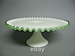 Vintage Fenton Emerald Crest Milk Glass Cake Stand 13