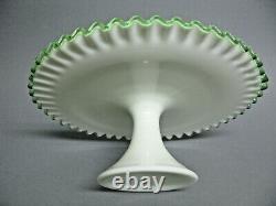 Vintage Fenton Emerald Crest Milk Glass Cake Stand 13