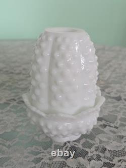 Vintage Fenton Fairy Light Lamp White Milk Glass Hobnail 4.5