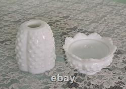 Vintage Fenton Fairy Light Lamp White Milk Glass Hobnail 4.5