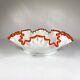 Vintage Fenton Flame Orange Crest Ruffled Large Bowl Double Crimped Mid Century