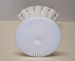 Vintage Fenton Glass Blue Bells White Milk Glass Hobnail Fan Vase