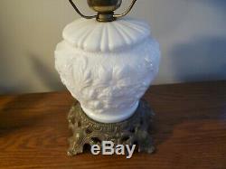 Vintage Fenton Gwtw Milk Glass Poppy Flower Accent Table Lamp Hard To Find