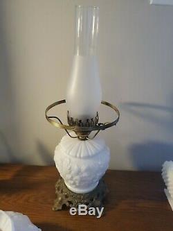 Vintage Fenton Gwtw Milk Glass Poppy Flower Accent Table Lamp Hard To Find