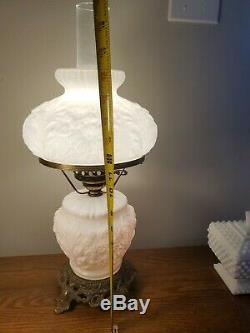 Vintage Fenton Gwtw Milk Glass Poppy Flower Accent Table Lamp Hard To Find