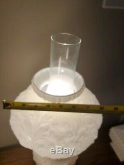 Vintage Fenton Gwtw Milk Glass Poppy Flower Accent Table Lamp Hard To Find