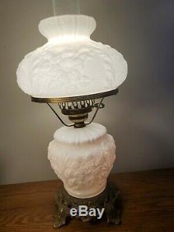 Vintage Fenton Gwtw Milk Glass Poppy Flower Accent Table Lamp Hard To Find