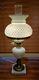 Vintage Fenton Hobnail Brass Milk Glass Lamp With Marble Base And Fenton Label