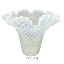 Vintage Fenton Hobnail Large White Milk Glass Ruffle Edge Vase