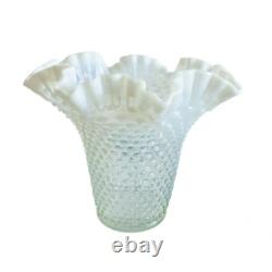 Vintage Fenton Hobnail Large White Milk Glass Ruffle Edge Vase
