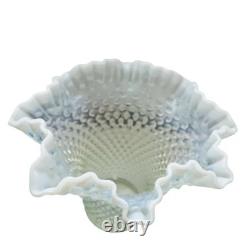 Vintage Fenton Hobnail Large White Milk Glass Ruffle Edge Vase