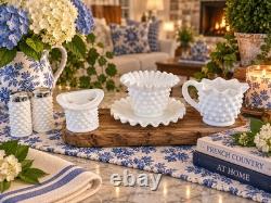 Vintage Fenton Hobnail Milk Glass Collection 6 Pieces Original Fenton Label