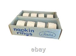 Vintage Fenton Hobnail Milk Glass Napkin Rings Set of 8 in Original Box