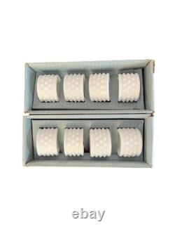 Vintage Fenton Hobnail Milk Glass Napkin Rings Set of 8 in Original Box