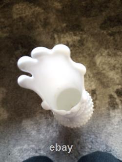 Vintage Fenton Hobnail Swung Vase, Milk glass