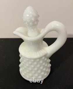Vintage Fenton Hobnail White Milk Glass 10 PC Condiment Set WithRound Tray NOS