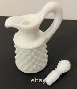Vintage Fenton Hobnail White Milk Glass 10 PC Condiment Set WithRound Tray NOS