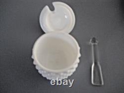 Vintage Fenton Hobnail White Milk Glass 10 Pcs Condiment Set on Round Tray