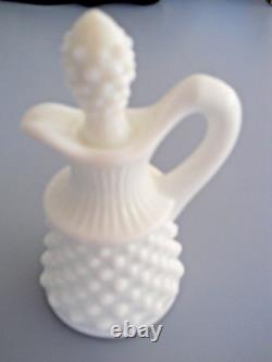 Vintage Fenton Hobnail White Milk Glass 10 Pcs Condiment Set on Round Tray