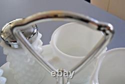 Vintage Fenton Hobnail White Milk Glass 10 Pcs Condiment Set on Round Tray