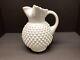 Vintage Fenton Hobnail White Milk Glass Pitcher With Ice Lip Ruffled