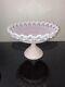 Vintage Fenton Lacy Edge Pink Milk Glass Pedestal Compote Cake Stand Rare