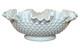 Vintage Fenton Large Hobnail Fruit Milk Glass Dish 12 Bowl Pedestal Ruffle Edge