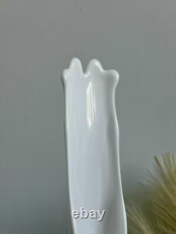 Vintage Fenton Large White Milk Glass Hobnail Swung Vase MCM 21 Inches Tall