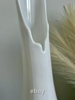 Vintage Fenton Large White Milk Glass Hobnail Swung Vase MCM 21 Inches Tall