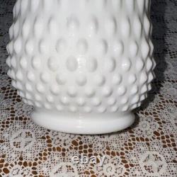 Vintage Fenton MCM Extra Large White Milk Glass Hobnail Swung Vase