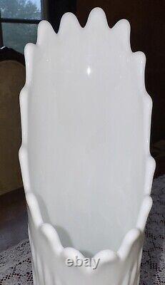 Vintage Fenton MCM Extra Large White Milk Glass Hobnail Swung Vase