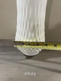 Vintage Fenton Mid Century Modern White Milk Glass Hobnail Swung Vase