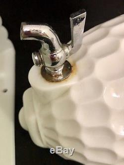 Vintage Fenton Milk Glass 3 Piece Lavabo Basin Tank with Spout Lid in Thumb Print